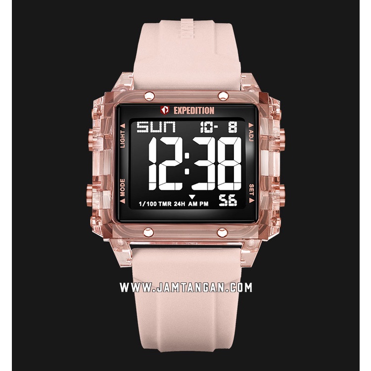 Expedition E 6817 MH RRGBALK Digital Dial Light Pink Rubber Strap