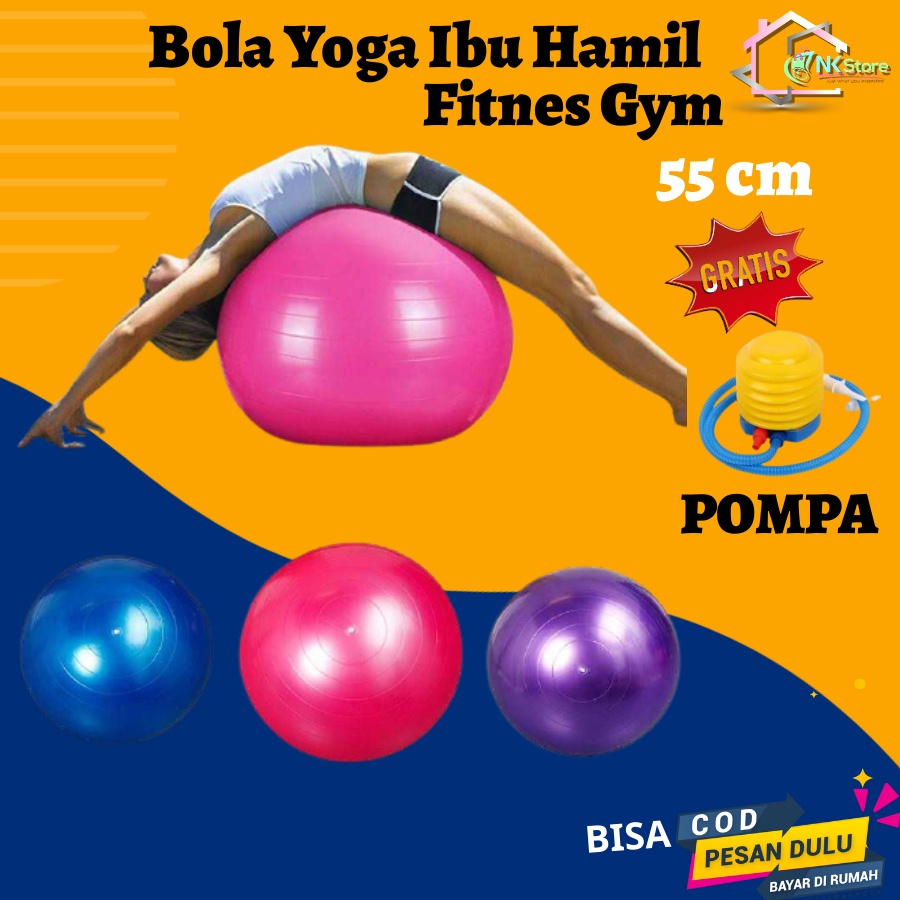 Gym Ball Bola untuk Yoga Ibu Hamil Fitness Olahraga Birthball Birth Ball Free Gratis Pompa Angin