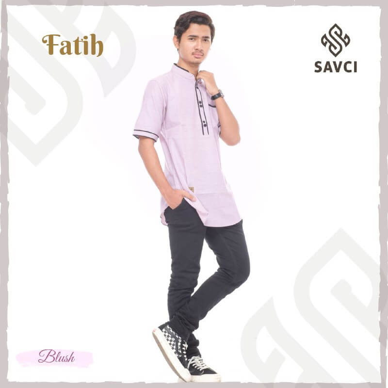 Pakaian Muslim Pria / Baju Koko Dewasa / Baju Koko Premium - FATEH DEWASA MERAH MUDA