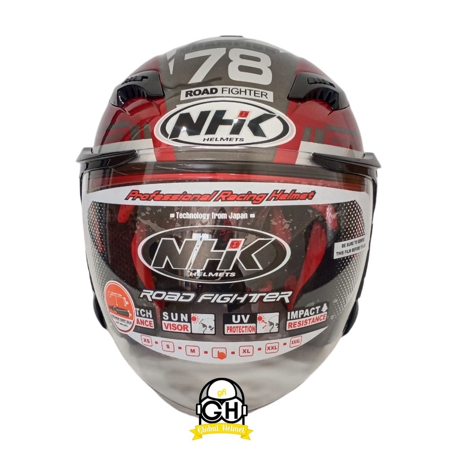 HELM NHK REVENTOR MOTIF 78 NEW GLADIATOR ROYAL RED SILVER DOUBLE VISOR