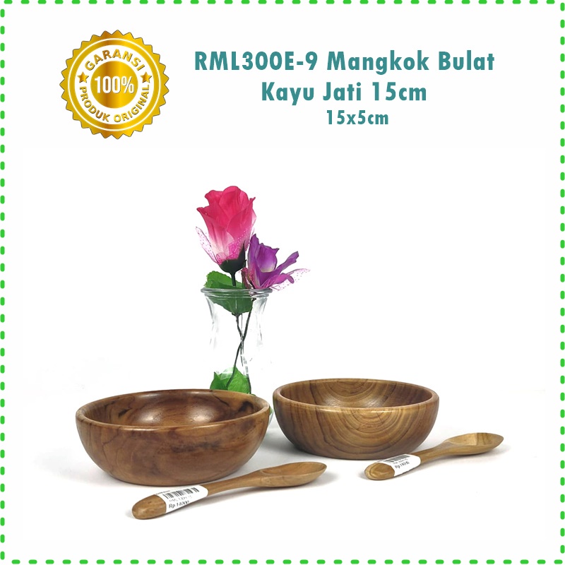 RML300E-9 Mangkok Makan Bulat Kayu Jati 15cm