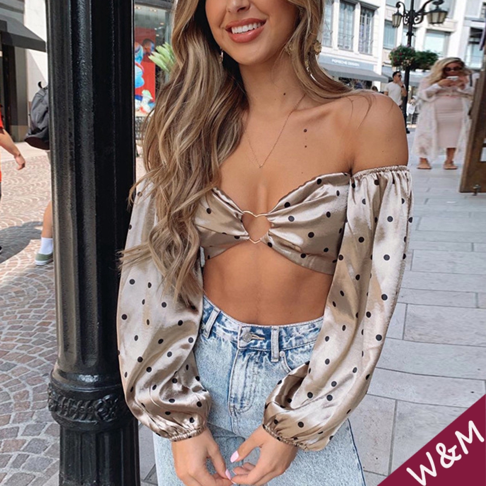 Kaos T Shirt Wanita Model  Crop  Top  dan Off Shoulder Lengan  