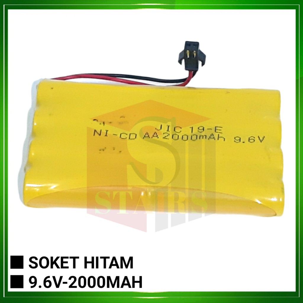 Baterai RC/Baterai Mobil Remot 8x AA Ni-Cd 9.6V - 2000mAh Socket Hitam