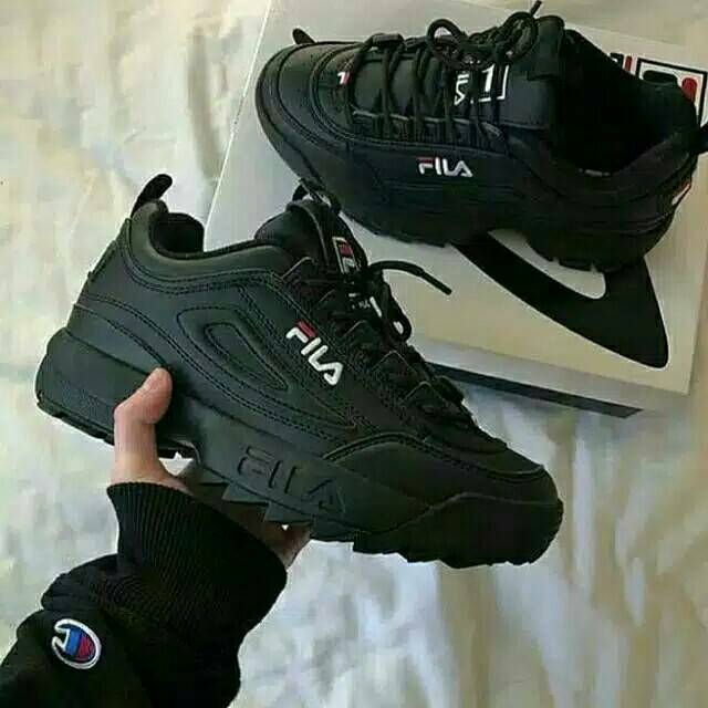 Sepatu fila hitam sepatu fila fullblack