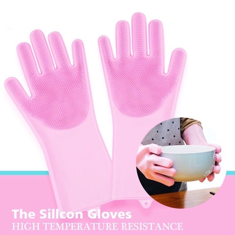 HS-0098 Sarung Tangan Cuci Piring Silikon Serbaguna Tebal Tahan Panas - Silicone Cleaning Gloves