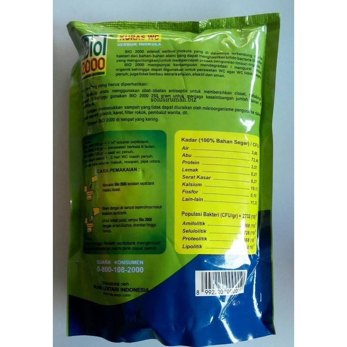 Kuras WC 500 gram gr Bio 2000 sedot wc kuras penguras tanpa sedot