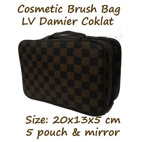 Jual Cbb Lv Damier Coklat (Cosmetic Brush Bag) Tas Kosmetik Branded 5 Pouch Kwalitas Terbaik