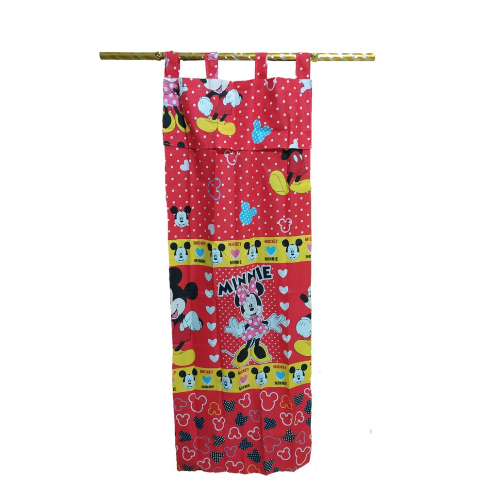 Jual Gorden karakter Hordeng jendela Minimalis Karakter Mickey Mouse Merah