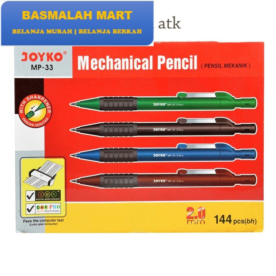 

PENSIL PENCIL MEKANIK LUCU WARNA HITAM JOYKO MP-33 2B MECHANICAL PENCIL MURAH (Ilham Berkah Mart)