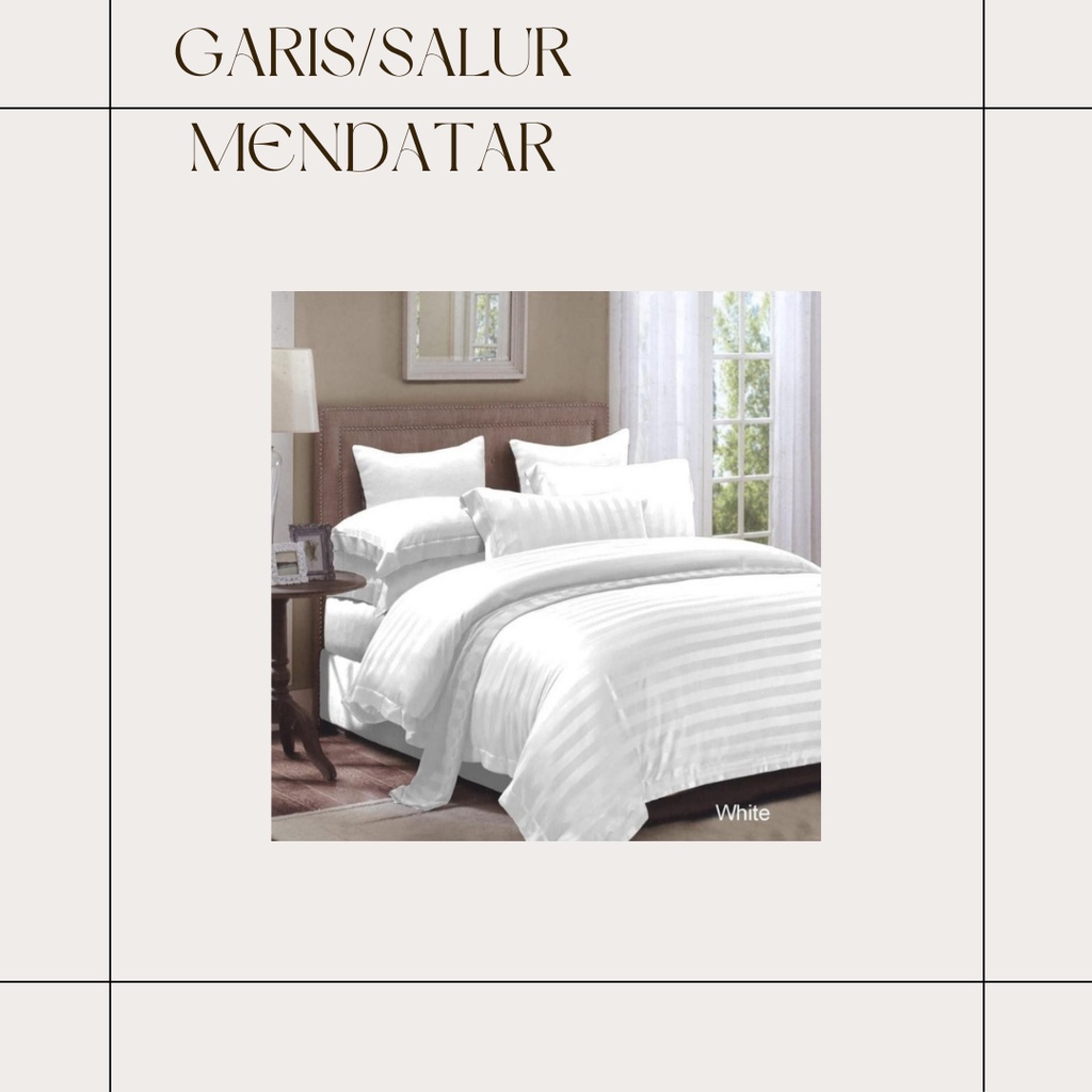 Sprei Hotel Bahan Dobby Putih motif Garis Kotak Ukuran 100x200