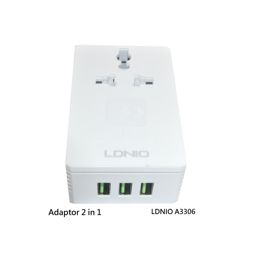 Charger Adaptor LDNIO A3306  Charger Adaptor 3USB Wall Travel