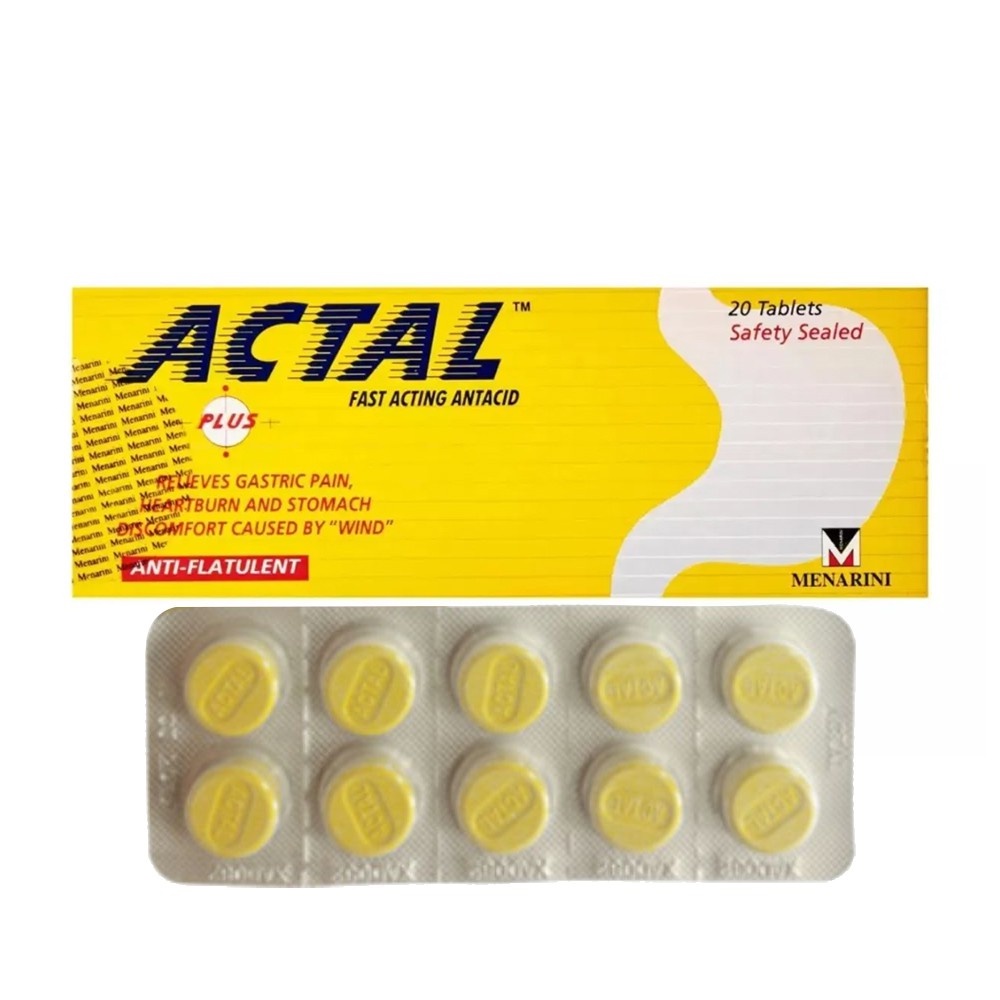 ACTAL Plus Fast Acting Antacid Pereda Asam Lambung 20 Tablet