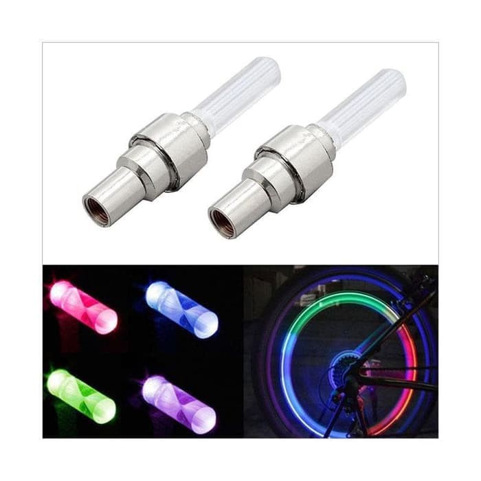 TUTUP PENTIL SEPEDA MOTOR MOBIL LAMPU LED RGB ANTI AIR/WATERPROOF 7 WARNA SENSOR GERAK