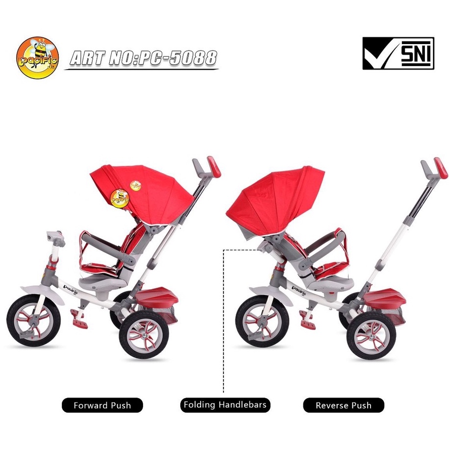 Sepeda ANAK Roda 3 Tiga PACIFIC PC 5088 Kursi Putar Tricycle Stroller Anak