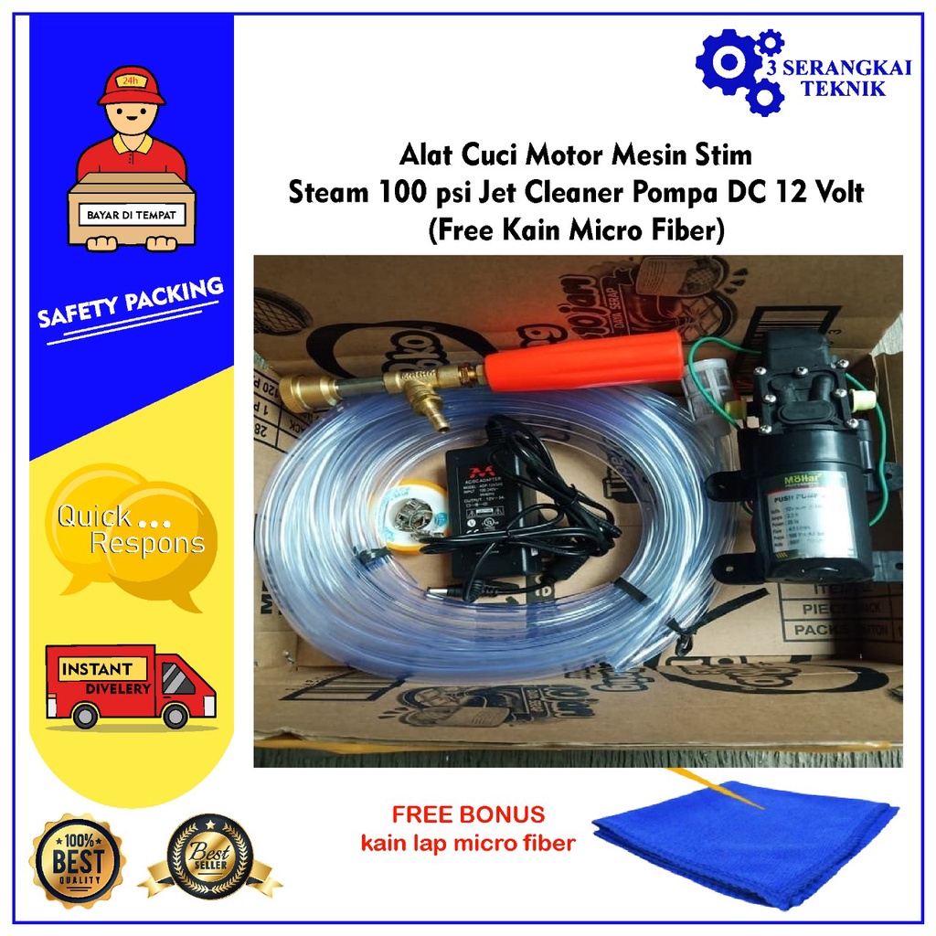 Alat Cuci Motor Mesin Stim Steam 100 psi Jet Cleaner Pompa DC 12 Volt
