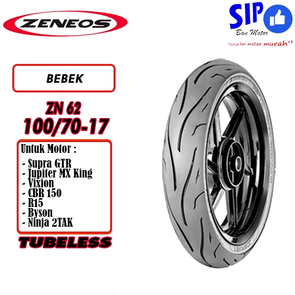 Ban motor bebek Zeneos ZN62 100 70 17 Tubeless