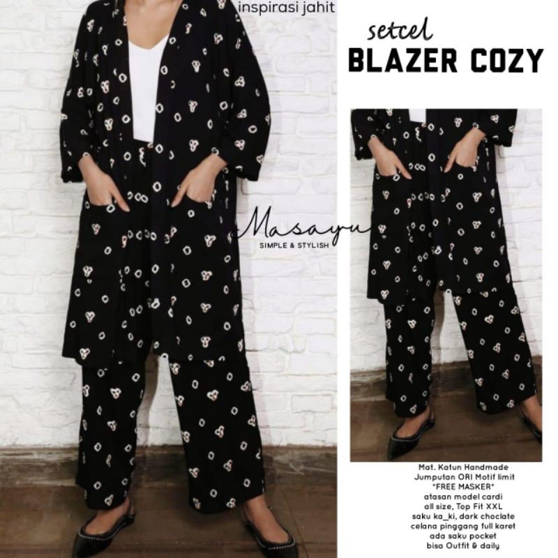 BATIK SET BLAZER COZY#BLACK