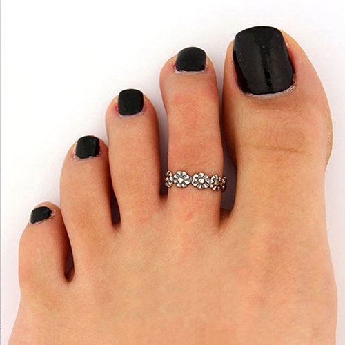 Hu Hu Hu Hu Hu Alat Bantu Pasang Kacamata♡ 2pcs Cincin Jari Kaki Wanita Lapis Silver Gaya Vintage Adjustable Untuk Pantai