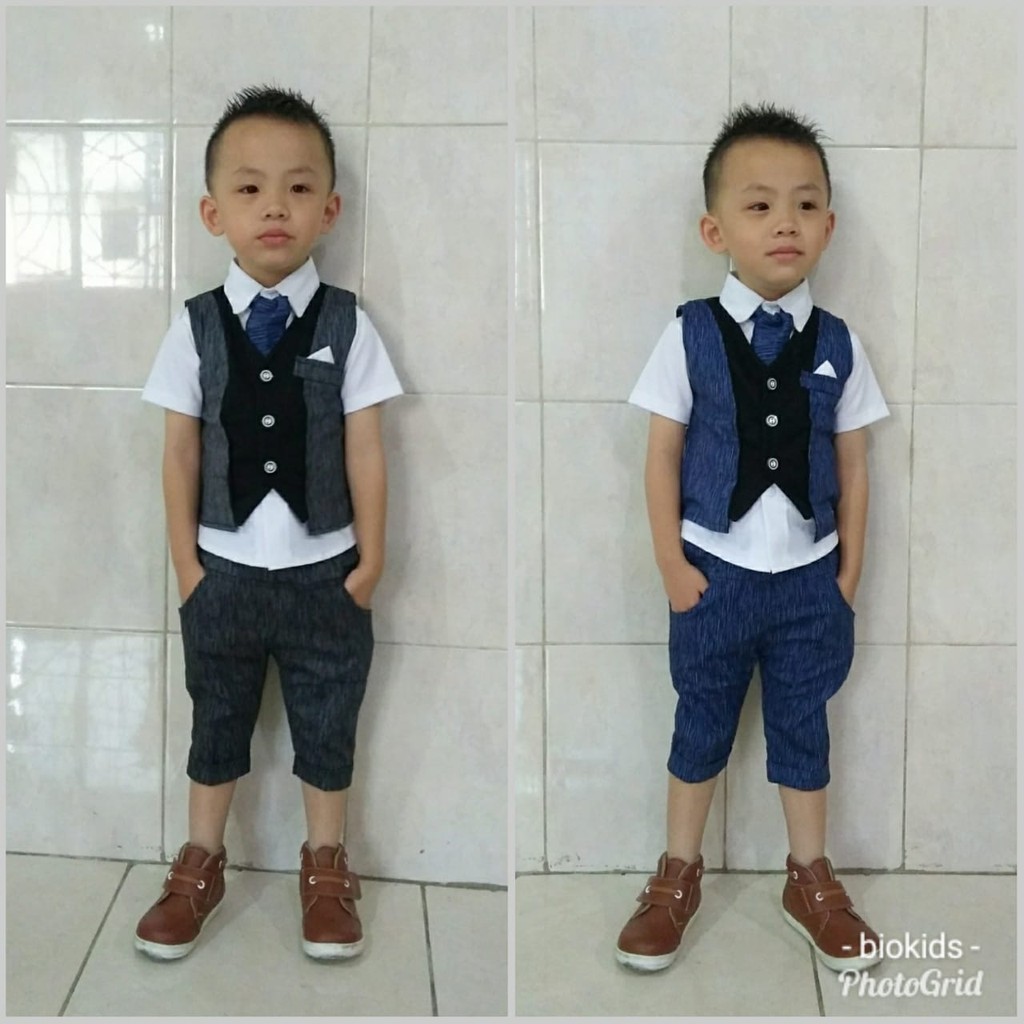 Setelan Tuxedo Suit Anak Salur Jas Stretch Usia 1 - 6 Tahun