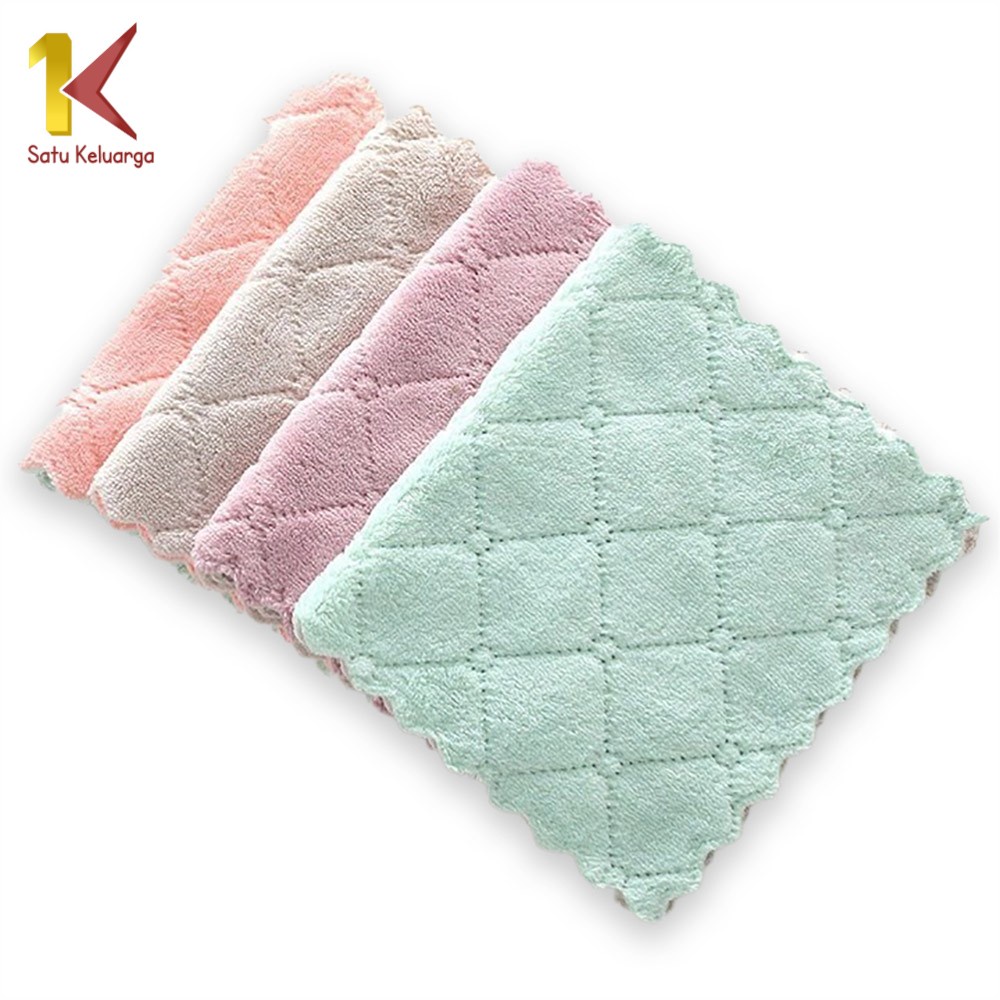 Kain Lap Dapur Ibu Anti Minyak ZamzAm C225 Kain Lap Piring Anti Minyak Bahan Coral Fleece Microfiber Serap Air Murah