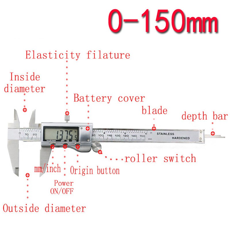 [TECHNICAL GRADE] - Taffware Jangka Sorong Digital LCD Vernier Caliper Micrometer 15CM - SH20 - Silv