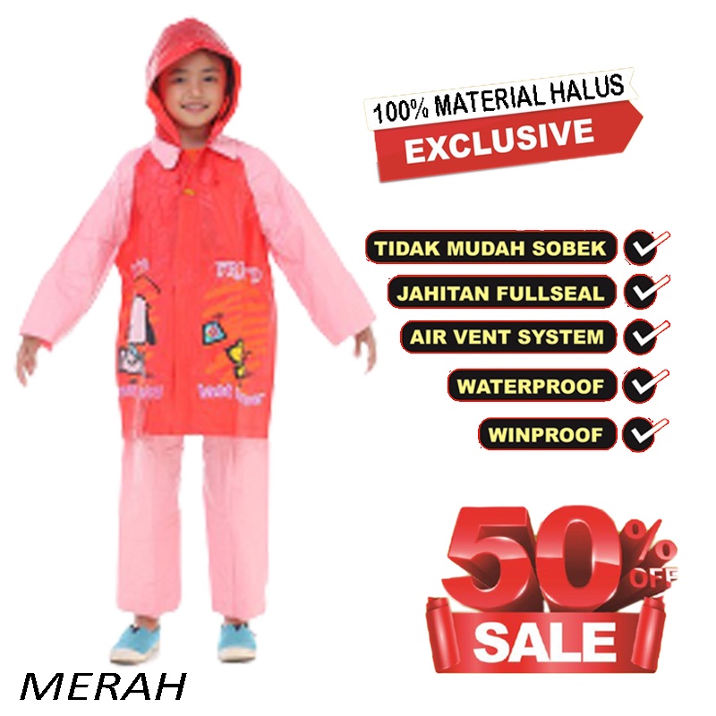 jas hujan anak perempuan dan laki laki 4-8 tahun - Jas Hujan  - jas hujan anak  - jas hujan anak karakter- Setelan Jas Hujan Jaket Celana - Raincoat Unisex - Jas Hujan Lucu