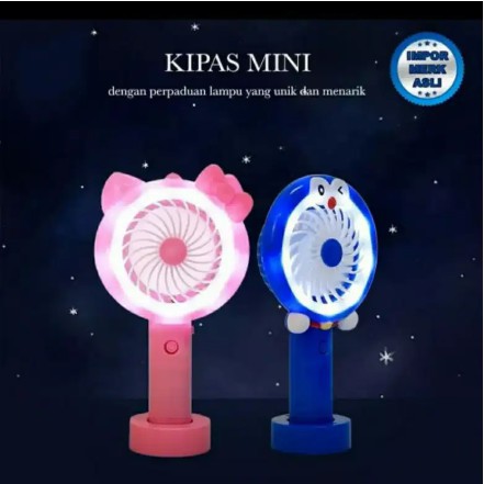 Kipas Angin Lampu Led Hand Mini Fan Usb Portable Karakter - missbejogrosir