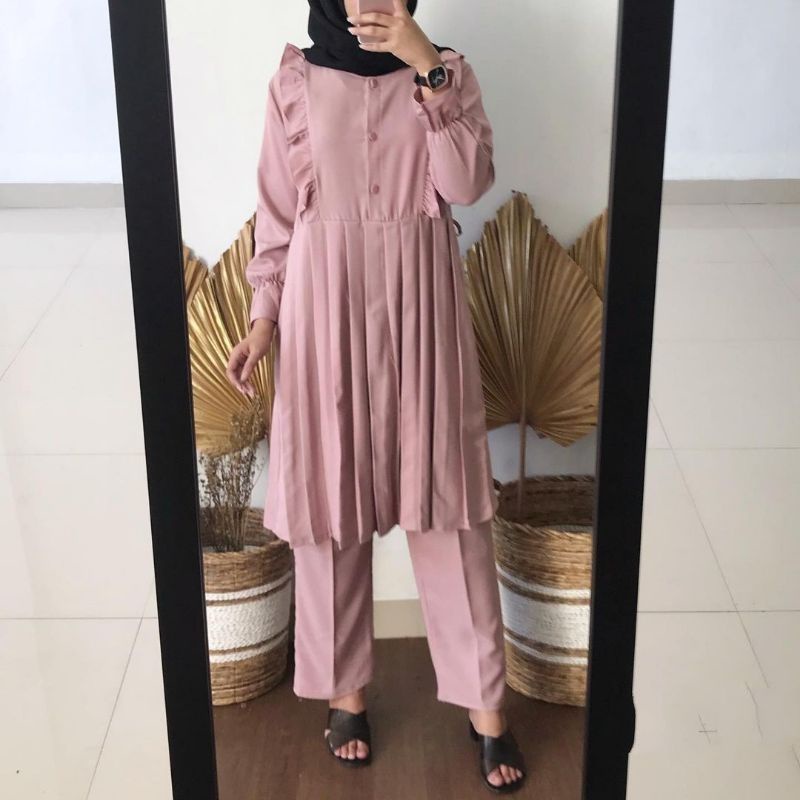 Hika Setelan Wanita - One Set Wanita - Baju Setelan Wanita- Setelan Muslim Wanita - Set 2in1