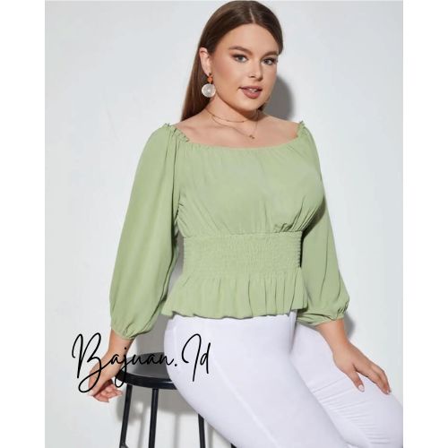 M-XXXXL Atasan Mika Big Size Atasan Sabrina Jumbo Baju Wanita Jumbo Crop Top