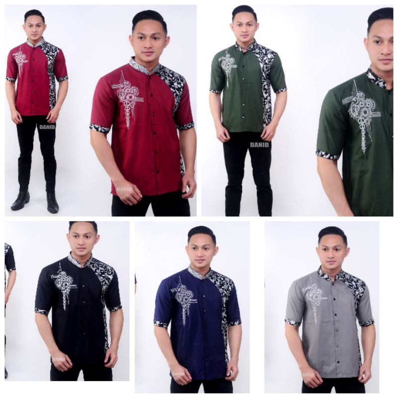 Koko Batik Fashion Muslim Kombinasi C07 Al Haramain Hijau S/M/L/XXL Dewasa