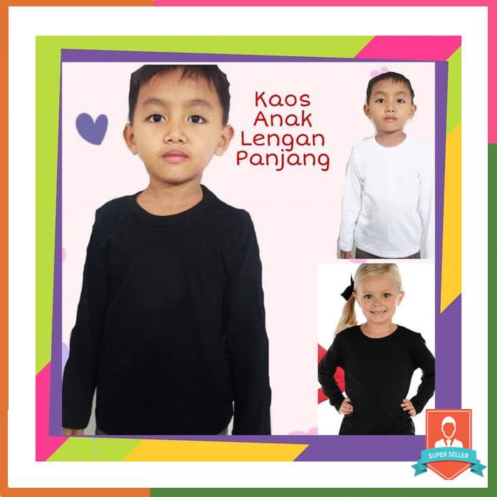 kaos anak polos lengan panjang putih / kaos putih polos