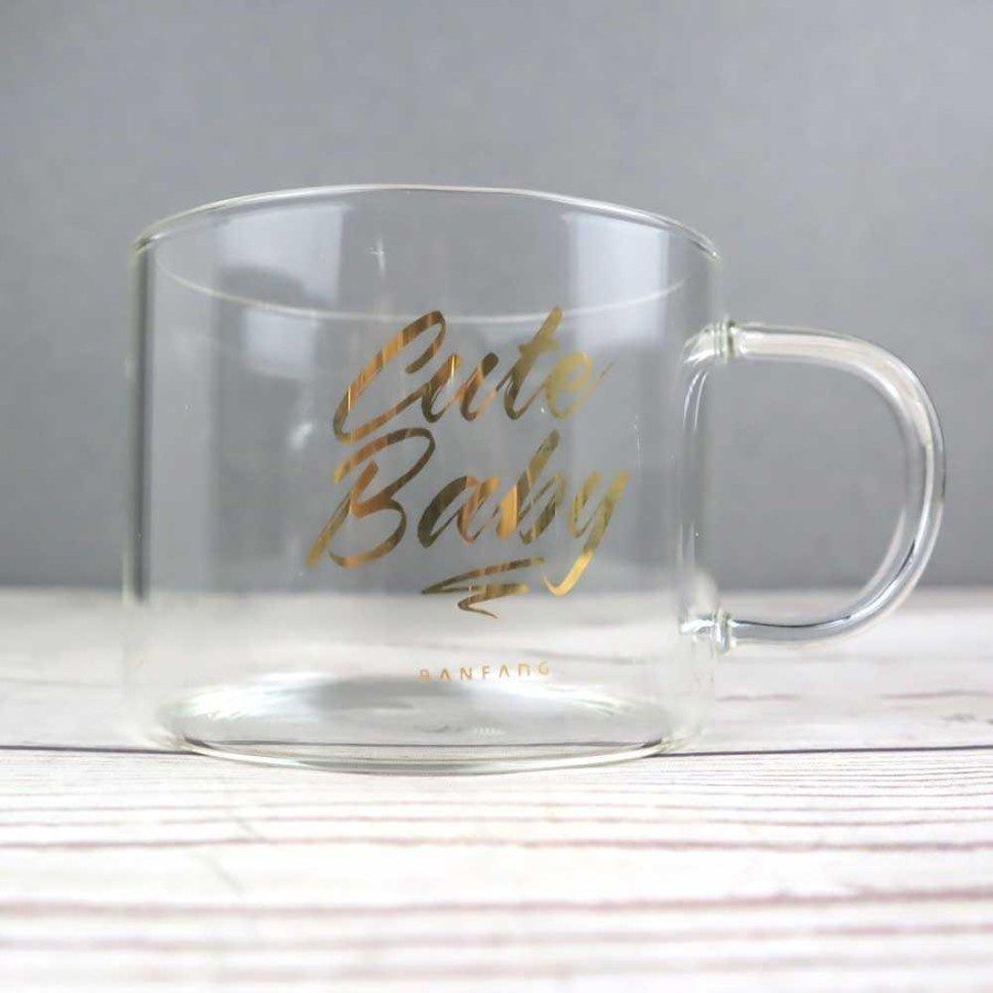 Gelas Cangkir Kopi Glass Coffee Mug Desain Cute Baby 475ml - MD18 - Transparent