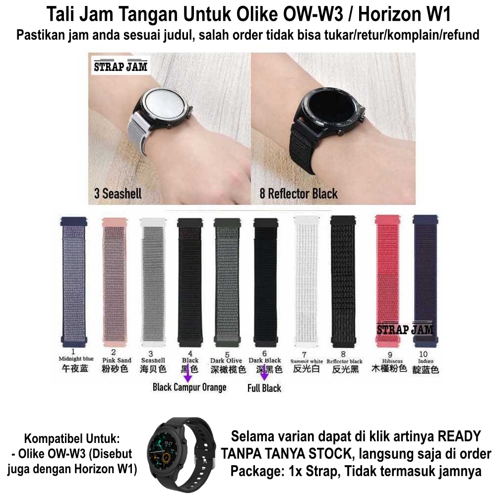 Strap Olike OW-W3 Horizon W1 - Tali Jam Tangan 20mm Nilon Velcro Sport Loop