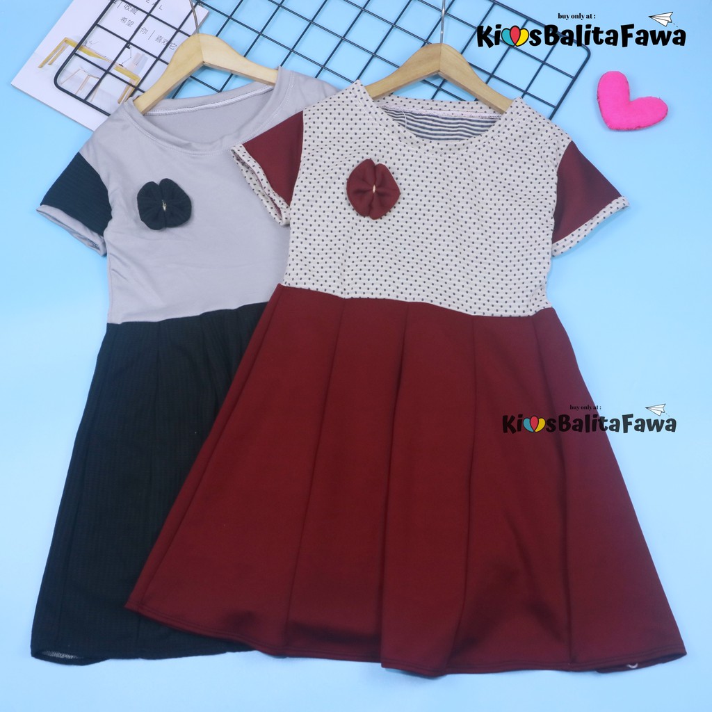 Dress Maudy Size 5-6 Tahun / Dres Anak Perempuan Murah Baju Cewek Gaun Lengan SD Pesta Import