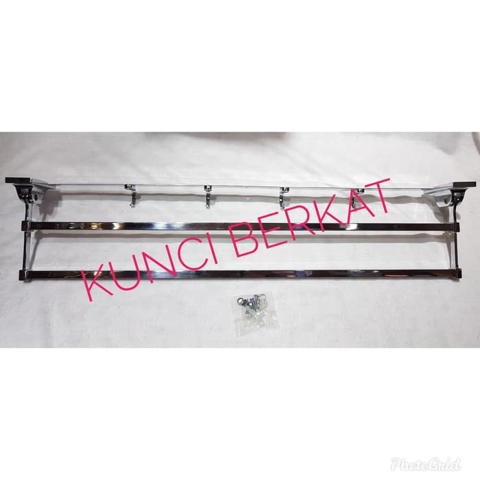 Gantungan Handuk/Rak/Towel Bar 2 baris/Stainless/Minimalis