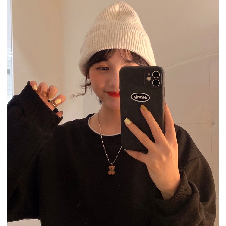 Kalung Rantai Klavikula Desain Kartun Beruang Bahan Plush Gaya Hip Hop Untuk Wanita