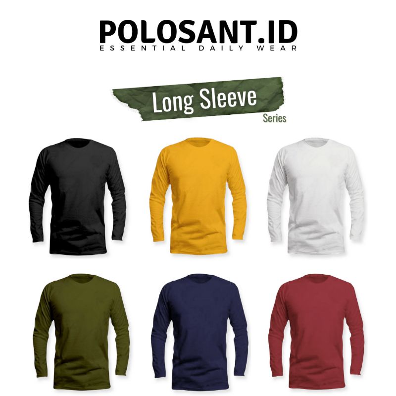 [COD] Kaos Polos Lengan Panjang Cotton Combed 30s Cewek Cowok Pakaian Pria Wanita - POLOSANT.ID