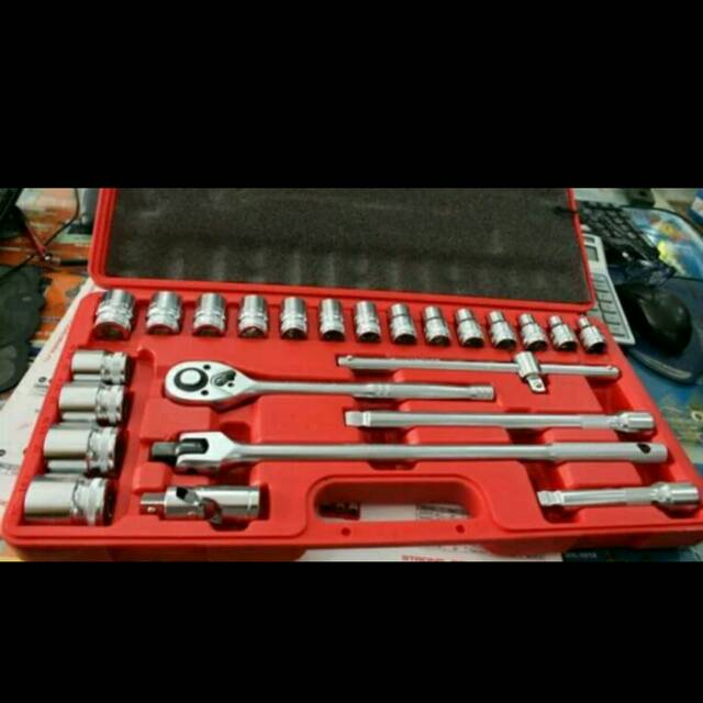 LIPPRO Kunci Shock Set 1/2 " Socket wrench set 24pcs (12PT)