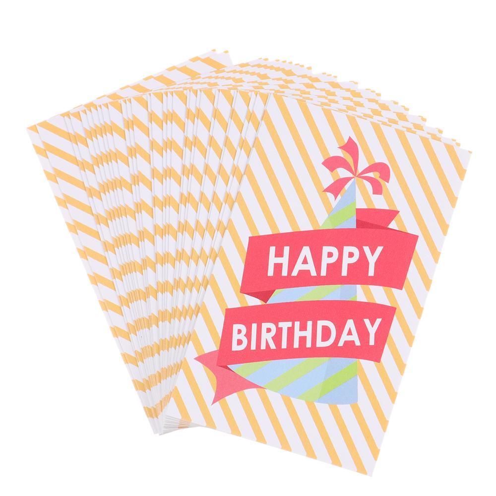 Solighter 30PCS Paket Kartu Happy Birthday Insert Bungkus Kado Undangan Cardstock Kartun Hewan