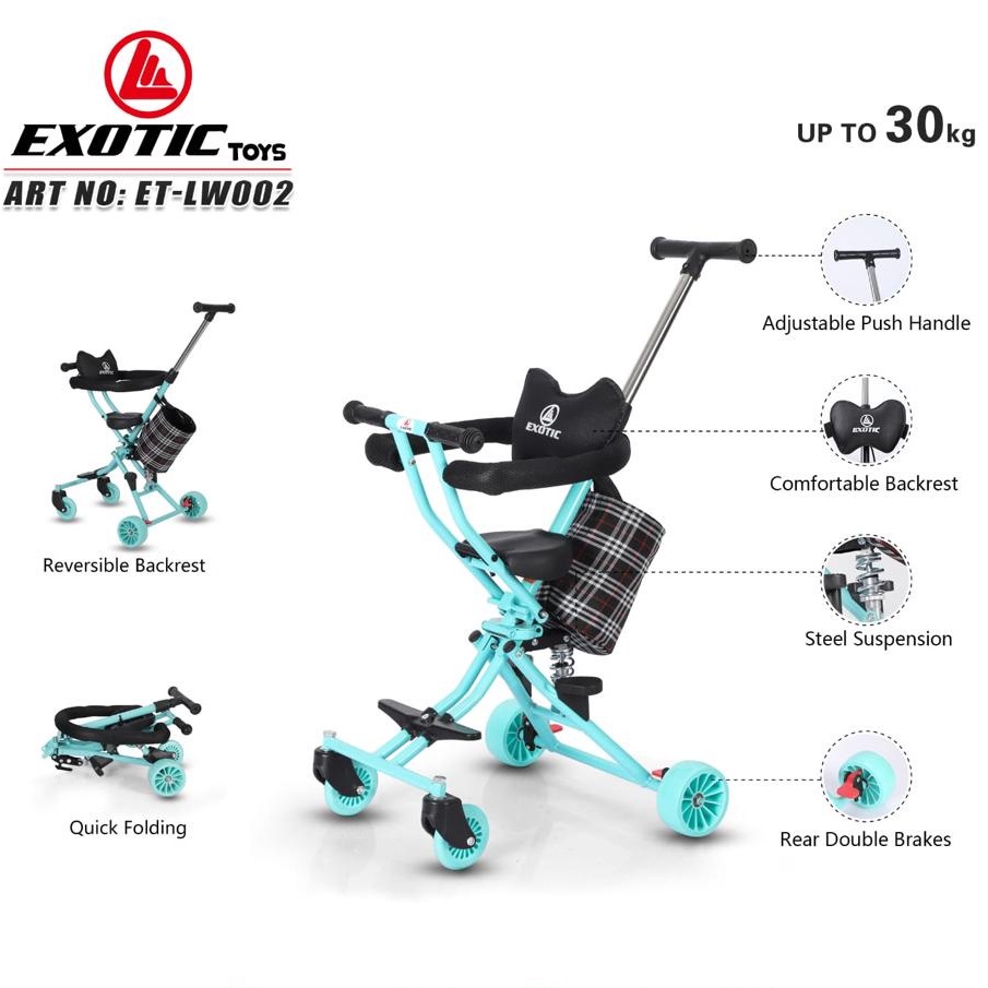 STROLLER BABY LW 002 RODA EMPAT DORONGAN ANAK SANDARAN EMPUK MICRO TRIKE EXOTIC PACIFIC Magic Stroller Anak Exotic LW 002 dorongan baby Magic Stroller Exotic LW-002 LW002 Micro Trike LW 002