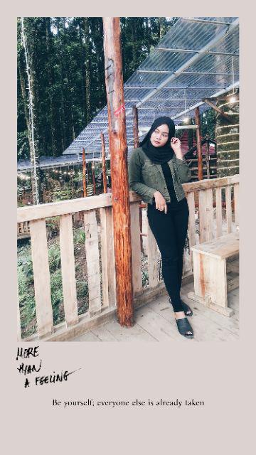 HOPYLOVY - JAKET JEANS WARNA HIJAU ARMY [ STANDARD SIZE 