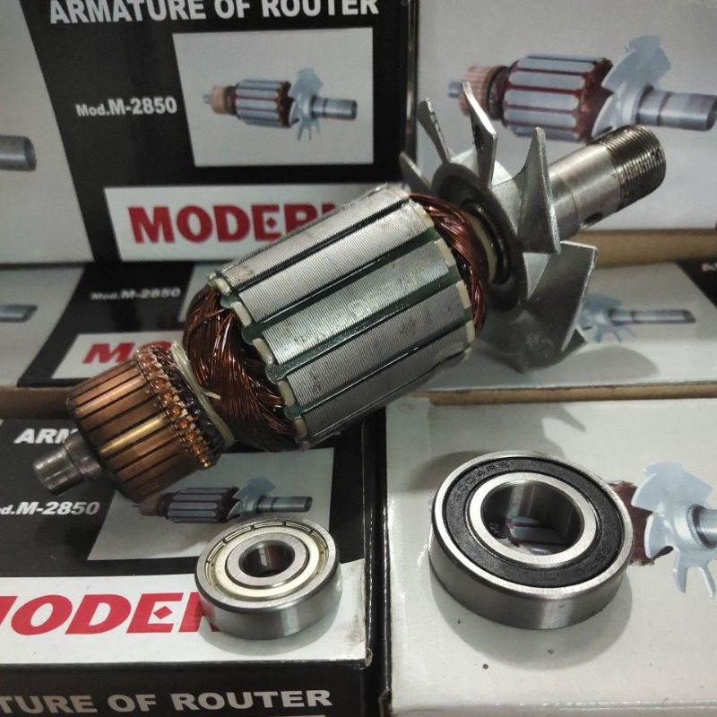 GENUINE PARTS 〽️ 1 Paket Armature MODERN M-2850 ➕ Bearing Depan BD 6200 ✓ Belakang BB 6004 | Rotor A