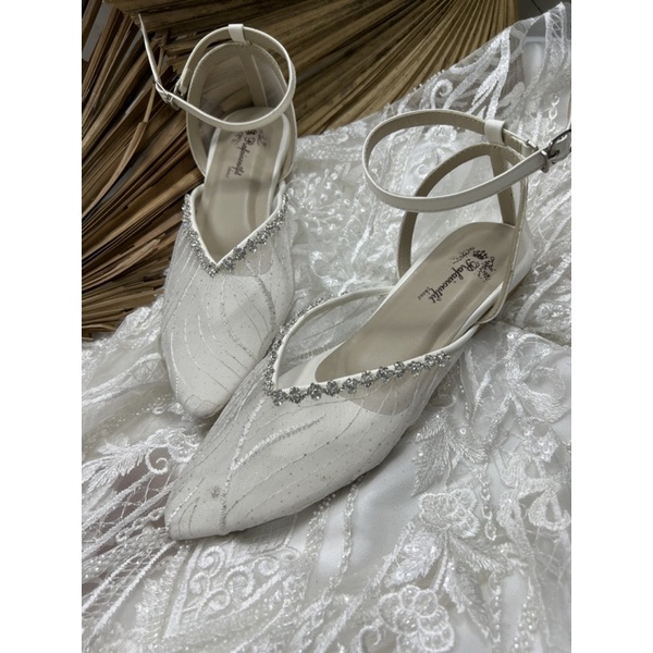 flatshoes wanita azwina tali asesoris putih 1cm