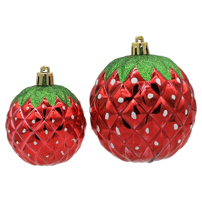 6pcs / set Ornamen Liontin Bentuk Strawberry Untuk Dekorasi Pohon Natal