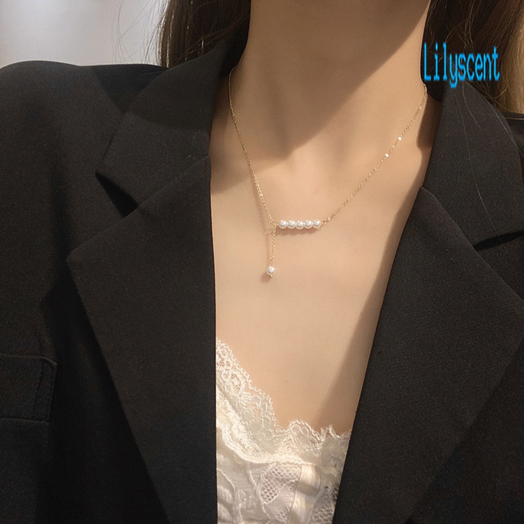 Kalung Choker Adjustable Hias Mutiara Imitasi Gaya Korea Untuk Wanita