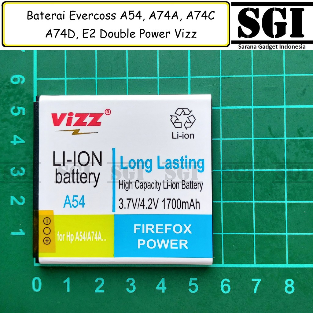 Baterai Vizz Double Power Original Handphone Evercoss A54 A74A A74C A74D E2 Batre Batrai Battery HP