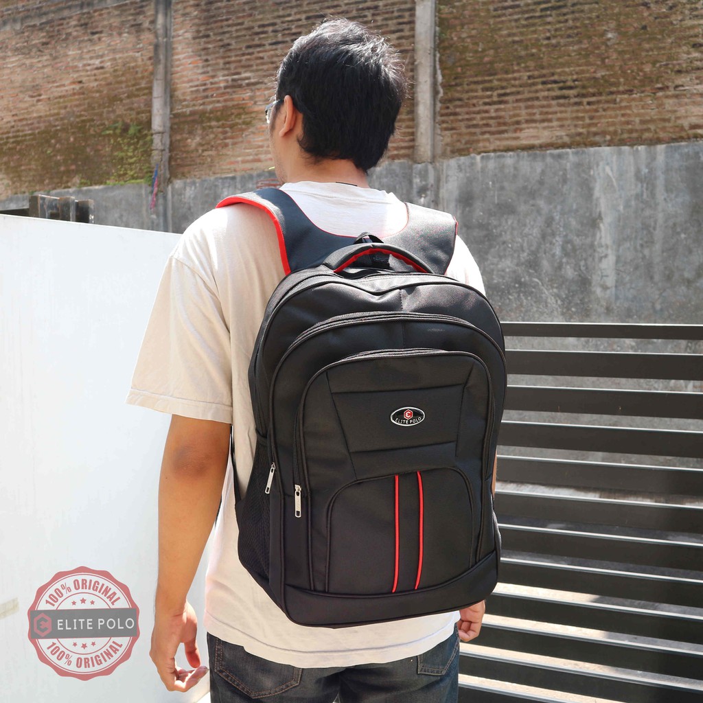 Tas Backpack Pria Gendong Punggung Nyaman Elite Polo Mikro Warna Hitam Terbaru Berkualitas Murah