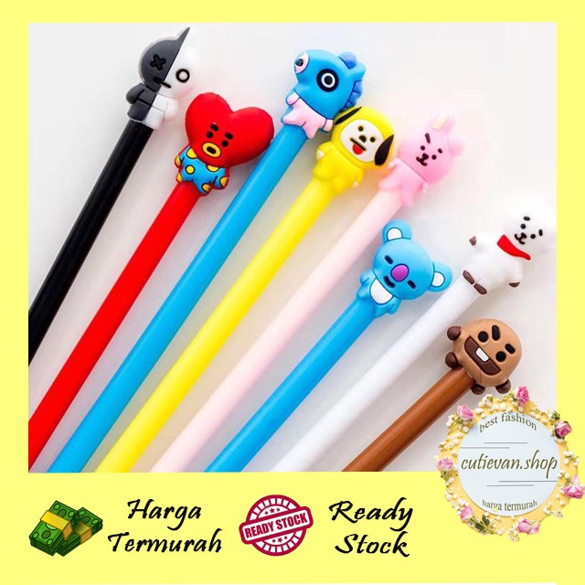 

Bulpen / Pena BTS Bangtan Boys ARMY KPOP Cartoon Black Ink Gel Pen Import Murah / Pena BTS