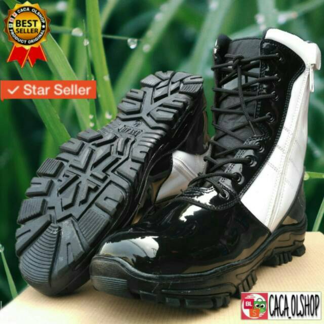 Sepatu PKD PROVOS PM Kulit Glossy Dobel Resleting