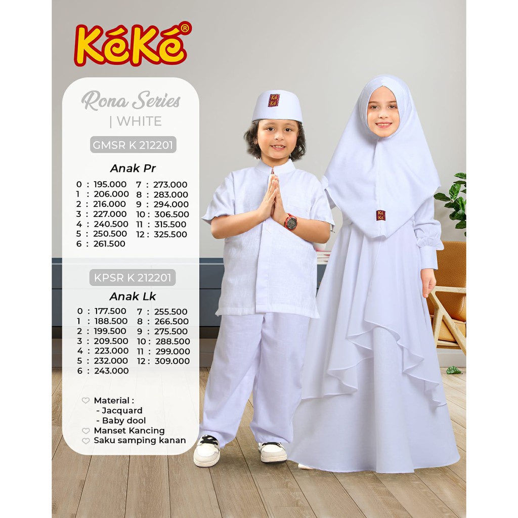 KEKE GAMIS DAN KOKO ANAK/GMSR K 212201 PUTIH/KPSR K 212201 PUTIH